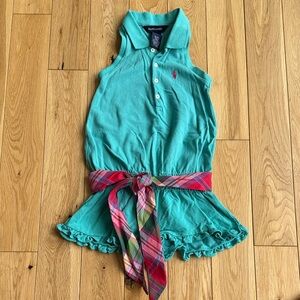 Ralph Lauren Kids Teal Sleeveless Polo romper